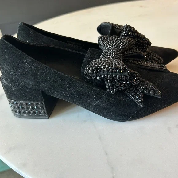 Jeffrey Campbell Black Beaded Bow Loafers - Picture 3 of 6